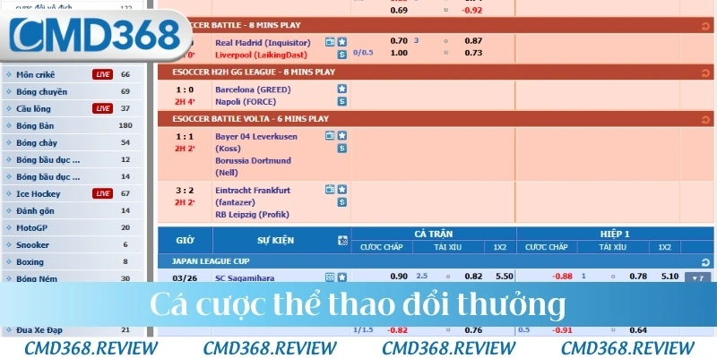 Cá cược thể thao đổi thưởng