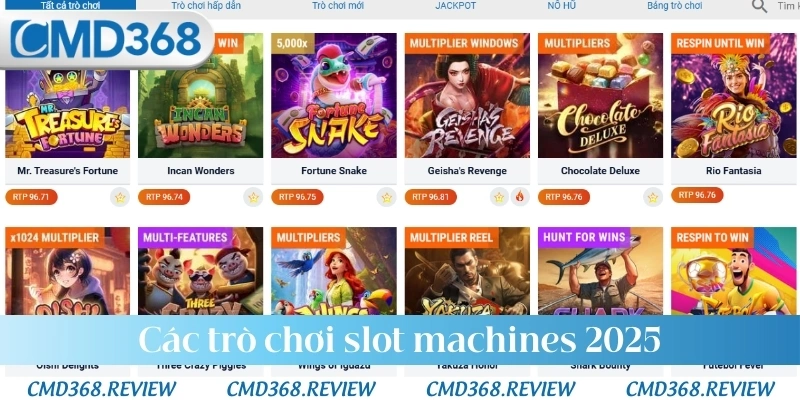 Các trò chơi slot machines 2025