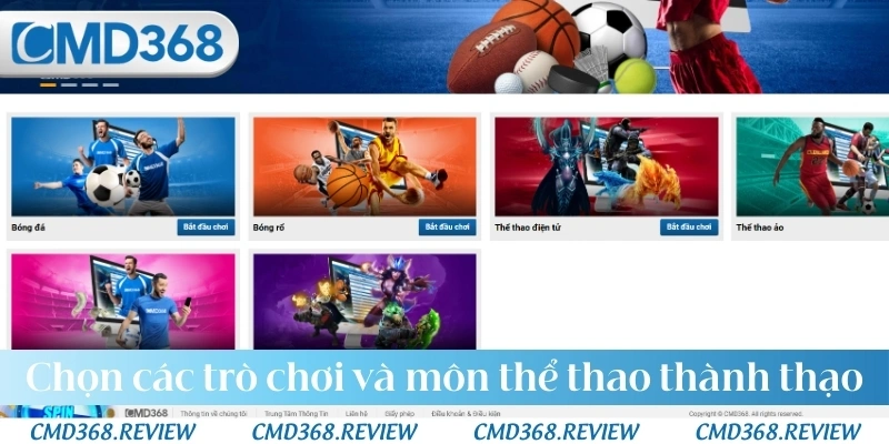 Chọn các trò chơi và môn thể thao thành thạo
