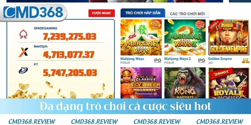 Đa dạng trò chơi cá cược siêu hot