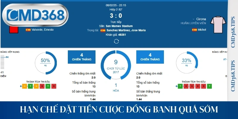 Hạn chế đặt tiền cược đồng banh quá sớm