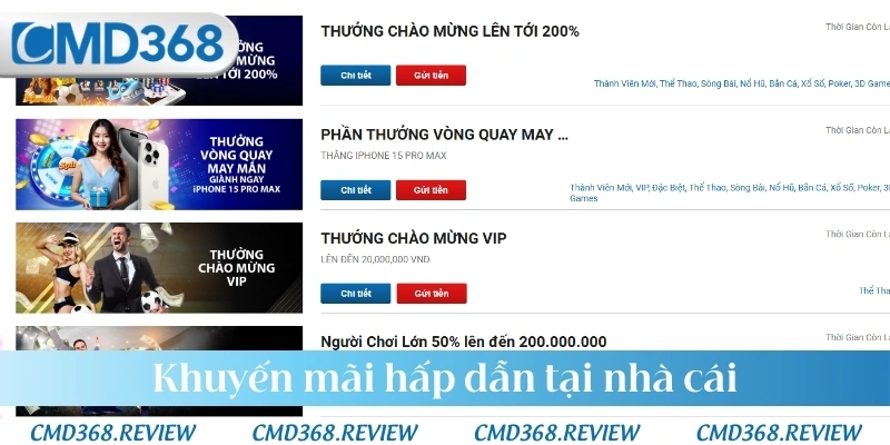 Khuyến mãi hấp dẫn tại nhà cái