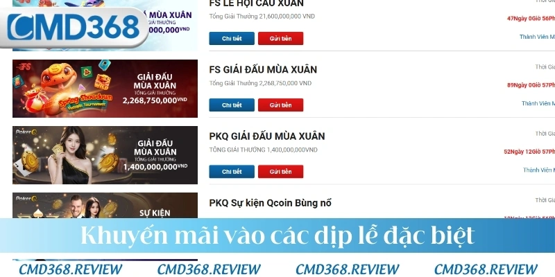 Khuyến mãi vào các dịp lễ đặc biệt