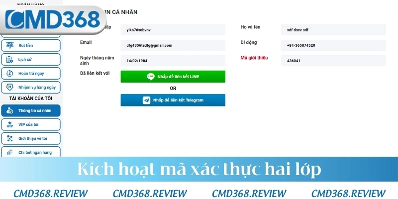 Kích hoạt mã xác thực hai lớp