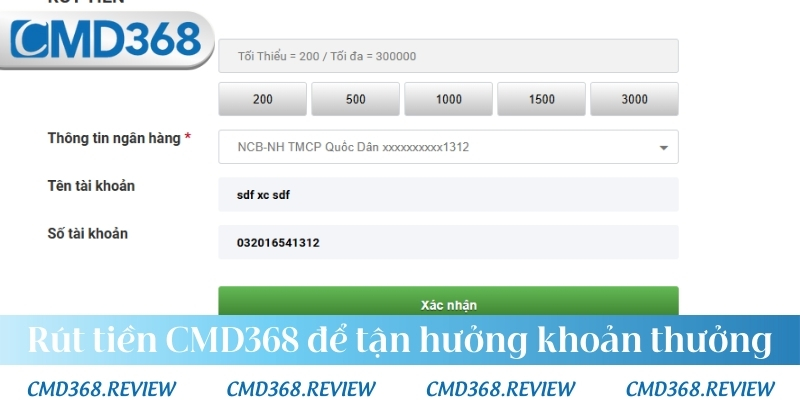Rút tiền CMD368 để tận hưởng nhanh khoản thưởng